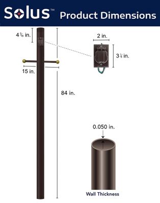 Image showing  7 ft. Outdoor Direct Burial Lamp Post with Cross Arm and Grounded Convenience Outlet, Bronze