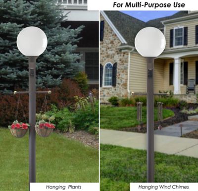 Image showing  7 ft. Outdoor Direct Burial Lamp Post with Cross Arm and Grounded Convenience Outlet, Bronze