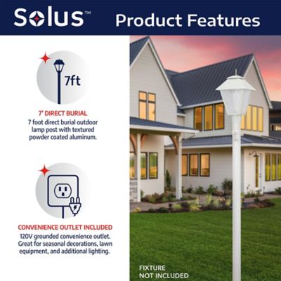 Image showing 5 th SOLUS 7 ft. White Outdoor Direct Burial Lamp Post with Convenience Outlet