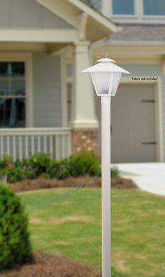 Image showing  7 ft. White Outdoor Direct Burial Aluminum Lamp Post