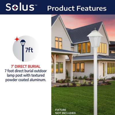 Image showing 5 th SOLUS 7 ft. White Outdoor Direct Burial Aluminum Lamp Post