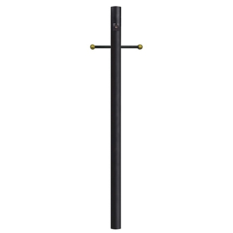 SOLUS 8 ft. Black Outdoor Direct Burial Lamp Post with Cross Arm and Auto Dusk to Dawn Photocell