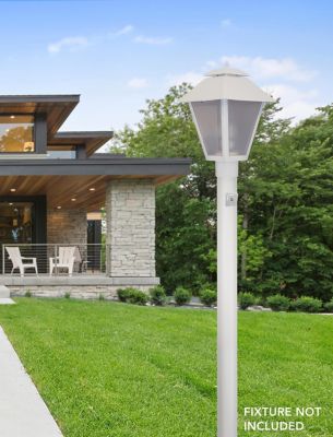 Image showing  8 ft. White Outdoor Direct Burial Lamp Post with Dusk to Dawn Photo Sensor