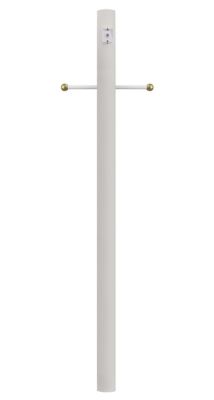 SOLUS 8 ft. White Outdoor Direct Burial Lamp Post with Cross Arm and Auto Dusk to Dawn Photocell