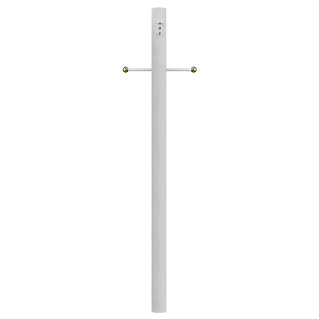 SOLUS 8 ft. White Outdoor Direct Burial Lamp Post with Cross Arm and Auto Dusk to Dawn Photocell
