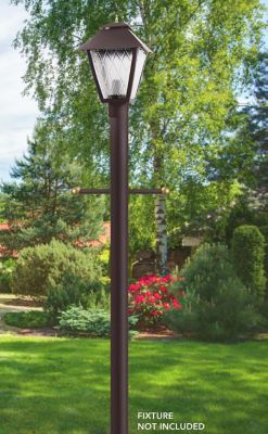 Image showing  8 ft. Bronze Outdoor Direct Burial Aluminum Lamp Post with Cross Arm