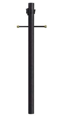 SOLUS 8 ft. Black Outdoor Lamp Post with Cross Arm and Grounded Convenience Outlet