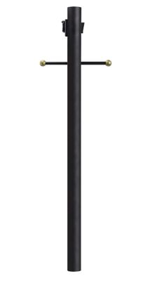 SOLUS 8 ft. Outdoor Lamp Post with Cross Arm and Grounded Convenience Outlet, Black