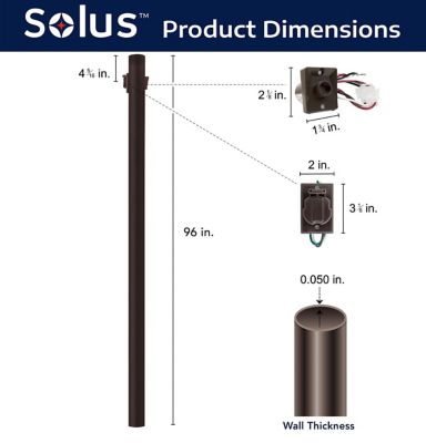 Image showing  8 ft. Bronze Outdoor Direct Burial Lamp Post with Convenience Outlet and Dusk to Dawn Photo Sensor