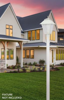 Image showing  8 ft. White Outdoor Lamp Post with Cross Arm and Grounded Convenience Outlet