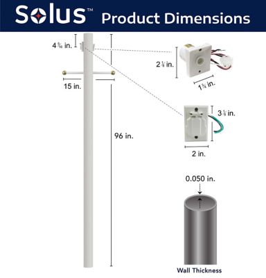 Image showing  8 ft. White Outdoor Lamp Post with Cross Arm and Grounded Convenience Outlet