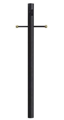 SOLUS 8 ft. Black Outdoor Direct Burial Lamp Post with Cross Arm and Grounded Convenience Outlet