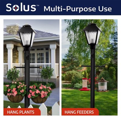Image showing  8 ft. Outdoor Direct Burial Lamp Post with Cross Arm and Grounded Convenience Outlet, Black