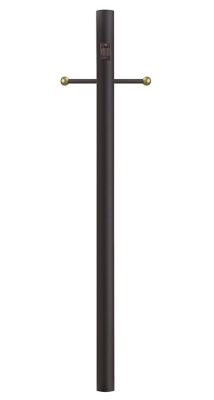 SOLUS 8 ft. Bronze Outdoor Direct Burial Lamp Post with Cross Arm and Grounded Convenience Outlet