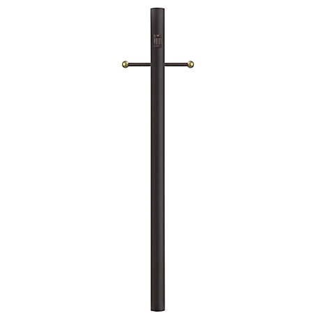 SOLUS 8 ft. Bronze Outdoor Direct Burial Lamp Post with Cross Arm and Grounded Convenience Outlet