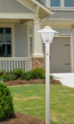 Image showing  8 ft. Outdoor Direct Burial Lamp Post with Convenience Outlet, White