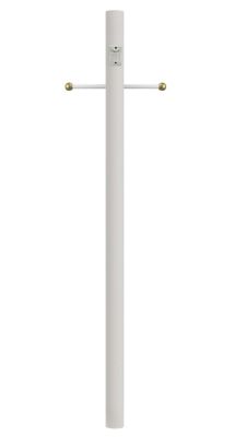 SOLUS 8 ft. White Outdoor Direct Burial Lamp Post with Cross Arm and Grounded Convenience Outlet