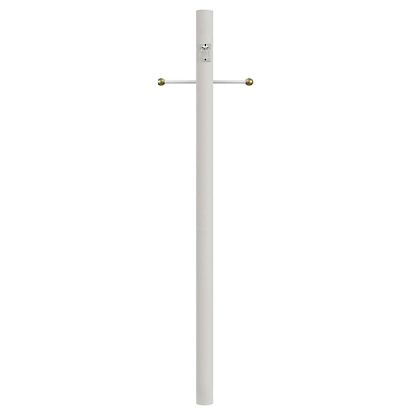 SOLUS 8 ft. White Outdoor Direct Burial Lamp Post with Cross Arm and Grounded Convenience Outlet