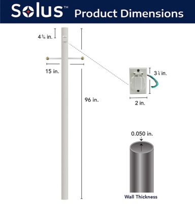 Image showing  8 ft. White Outdoor Direct Burial Lamp Post with Cross Arm and Grounded Convenience Outlet