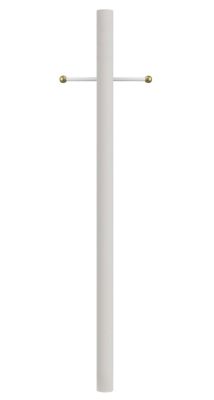 SOLUS 8 ft. White Outdoor Direct Burial Aluminum Lamp Post with Cross Arm