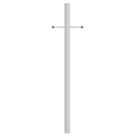 SOLUS 8 ft. White Outdoor Direct Burial Aluminum Lamp Post with Cross Arm