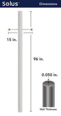 Image showing  8 ft. Outdoor Direct Burial Aluminum Lamp Post with Cross Arm, White