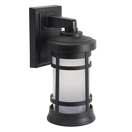 SOLUS Black LED Round Composite Outdoor Wall Lantern Sconce, 3,000K, SPC50SF-LE26W-BK