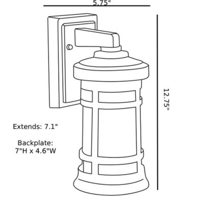 Image showing  Black LED Round Composite Outdoor Wall Lantern Sconce, 3,000K, SPC50SF-LE26W-BK