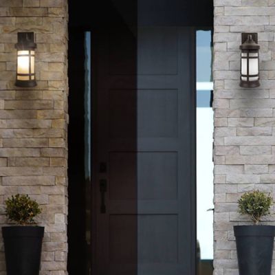 Image showing  Bronze LED Round Composite Outdoor Wall Lantern Sconce, 3,000K, SPC50SF-LE26W-BZ