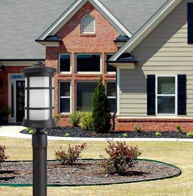 Image showing  Round Decorative Composite Post-Top Light, 4,000K, Black, 17.25 in. x 7.25 in.