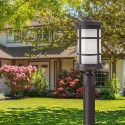 Image showing  Round Decorative Composite Post-Top Light, 4,000K, Bronze, 17.25 in. x 7.25 in.