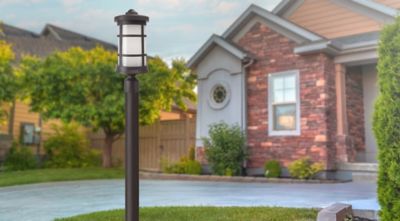 Image showing  Round Decorative Composite Post-Top Light, 4,000K, Bronze, 17.25 in. x 7.25 in.