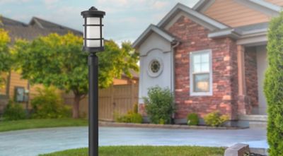 Image showing  Round Decorative Composite Post-Top Light, 3,000K, Black, 17.25 in. x 7.25 in.