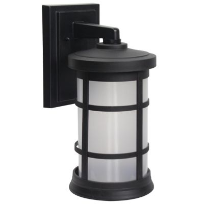 SOLUS Black LED Round Composite Outdoor Wall Lantern Sconce, 3,000K, SPC50VF-LE26W-BK