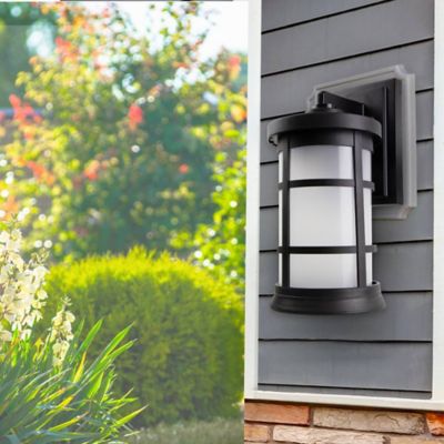 Image showing  Black LED Round Composite Outdoor Wall Lantern Sconce, 3,000K, SPC50VF-LE26W-BK