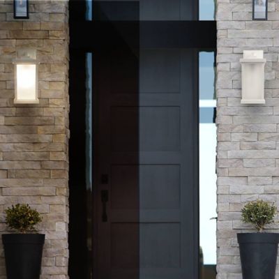 Image showing  White LED Square Composite Wall-Mount Outdoor Lantern Sconce, 3,000K, 11.6 in. x 5 in.