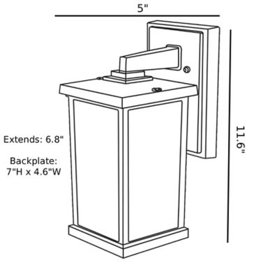 Image showing  White LED Square Composite Wall-Mount Outdoor Lantern Sconce, 3,000K, 11.6 in. x 5 in.