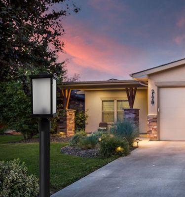 Image showing  900-Lumen 9.5W Square Decorative Composite Post-Top Light, 4,000K, Black