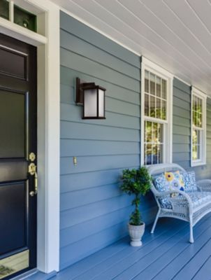 Image showing  Bronze LED Square Composite Outdoor Wall Lantern Sconce, 4,000K, 14.4 in. x 6.4 in.