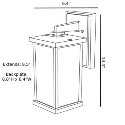 Image showing  Bronze LED Square Composite Outdoor Wall Lantern Sconce, 3,000K, 14.4 in. x 6.4 in.