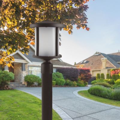 Image showing  Round Decorative Composite Post-Top Light, 3,000K, Bronze, 14 in. x 9 in.