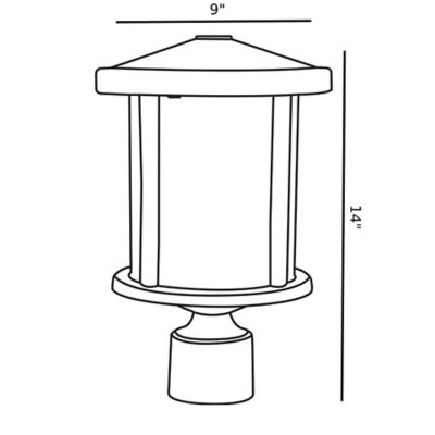 Image showing  Round Decorative Composite Post-Top Light, 3,000K, Bronze, 14 in. x 9 in.