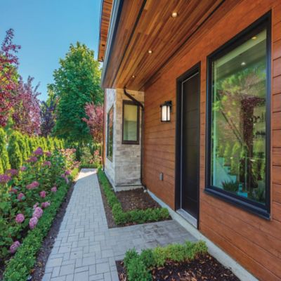 Image showing  Black LED Round Composite Outdoor Wall Lantern Sconce, 3,000K, SPC52VF-LE26W-BK