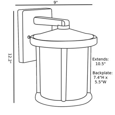 Image showing  Black LED Round Composite Outdoor Wall Lantern Sconce, 3,000K, SPC52VF-LE26W-BK