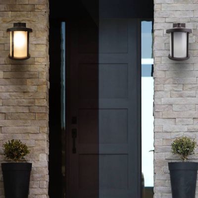 Image showing  Bronze LED Round Composite Outdoor Wall Lantern Sconce, 3,000K, SPC52VF-LE26W-BZ