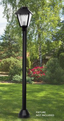 Image showing  6 ft. Black Surface-Mount Aluminum Lamp Post with Cast Aluminum Base and Decorative Cover Hardware