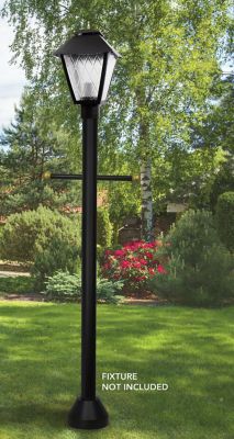 Image showing  6 ft. Black Surface-Mount Aluminum Lamp Post with Cross Arm/Cast Aluminum Base/Polymer Cover Hardware