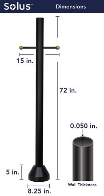 Image showing  6 ft. Black Surface-Mount Aluminum Lamp Post with Cross Arm/Cast Aluminum Base/Polymer Cover Hardware