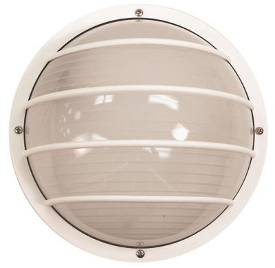 SOLUS Bulkhead 1-Light White LED Outdoor Wall Mount Sconce, Frosted Polycarbonate Lens, 4,000K