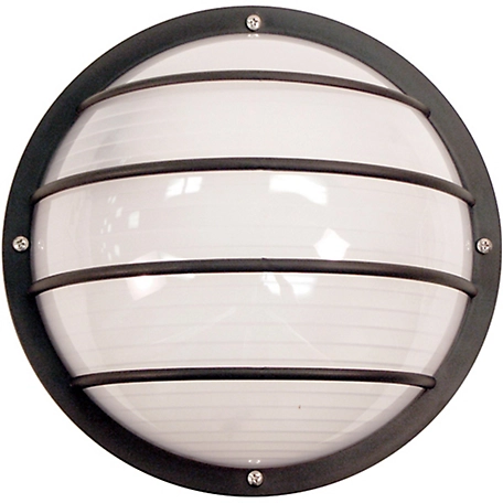 SOLUS Bulkhead 1-Light Black LED Outdoor Wall Mount Sconce, Frosted Polycarbonate Lens, 3,000K